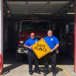 MFRD is a designated "Safe Place" in the community. Any youth in crisis can walk into one of the nearly 20,000 Safe Places across the country and ask an employee for help. These locations display the yellow, diamond-shaped Safe Place sign.
We would like to thank Firefighter/EMT Austin Shrock for leading the effort to make this happen. Melrose is one of the first fire stations in Putnam County to achieve this status.
Pictured is Firefighter/Paramedic Raleigh Zike (L) and Firefighter/EMT Austin Shrock (R)
